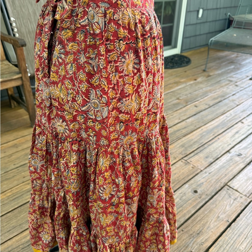 Vintage Bohemian Floral Red Skirt - Picture 4 of 9